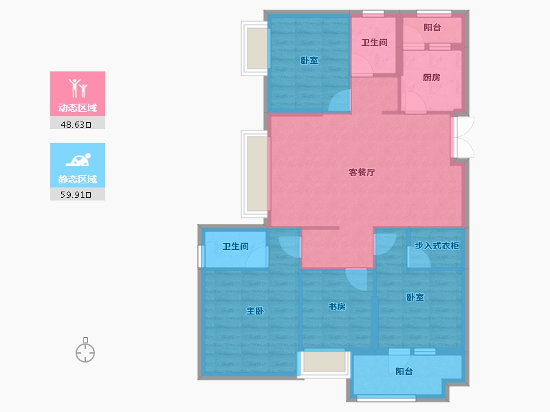 湖北省-黄石市-坤宝磁湖御景-97.44-户型库-动静分区