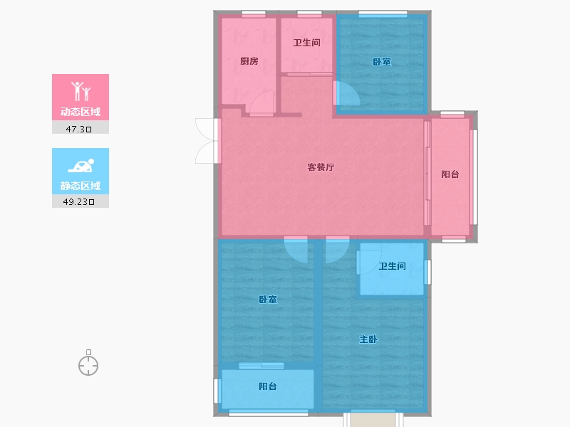 安徽省-蚌埠市-通成紫都顺苑-86.51-户型库-动静分区