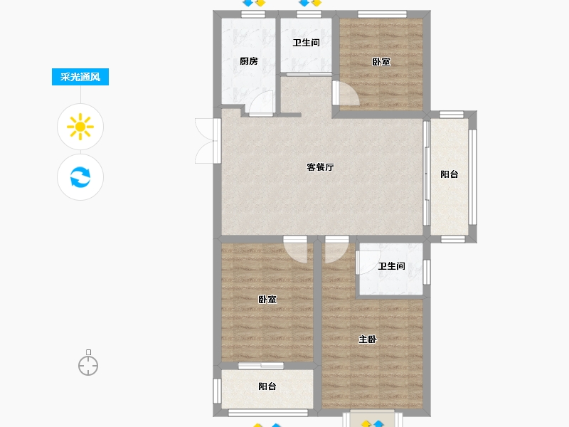 安徽省-蚌埠市-通成紫都顺苑-86.51-户型库-采光通风