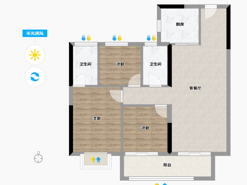 江西省-吉安市-碧桂园未来城-81.86-户型库-采光通风