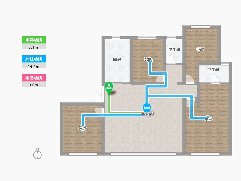 内蒙古自治区-呼和浩特市-伊泰·华府晴翠B区-124.06-户型库-动静线