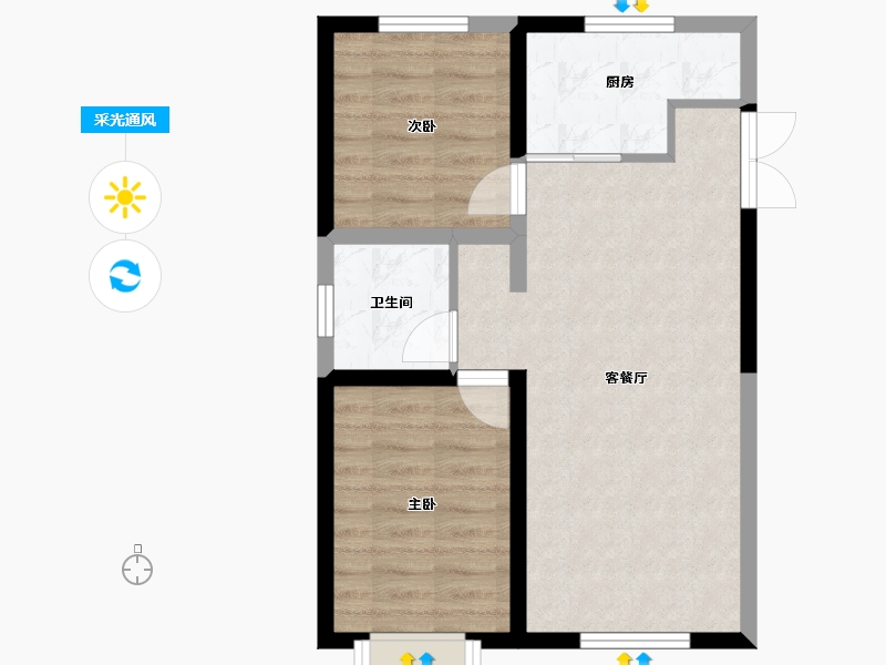 内蒙古自治区-呼和浩特市-万枫·美利山-56.53-户型库-采光通风