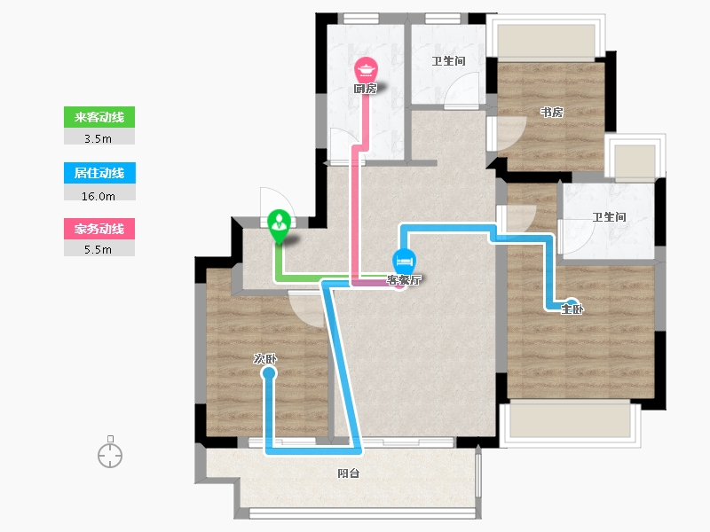 江苏省-无锡市-康桥悦蓉园-75.00-户型库-动静线