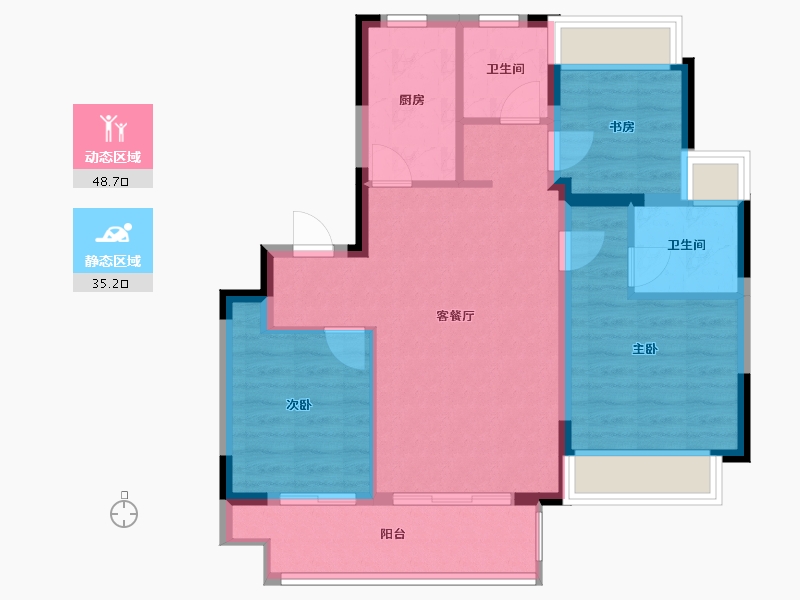 江苏省-无锡市-康桥悦蓉园-75.00-户型库-动静分区