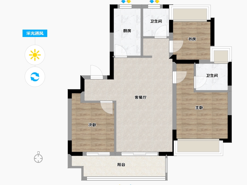 江苏省-无锡市-康桥悦蓉园-75.00-户型库-采光通风