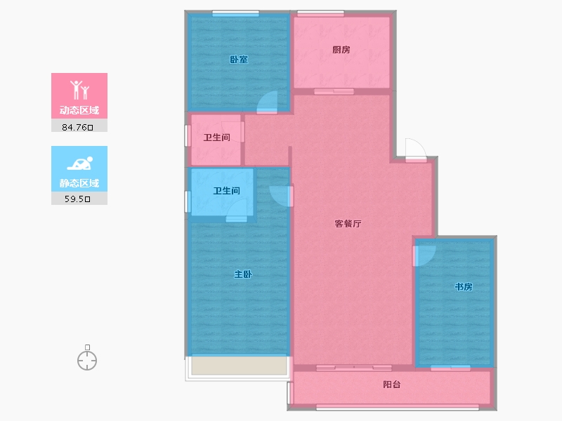 内蒙古自治区-呼和浩特市-内房投·东望-131.20-户型库-动静分区