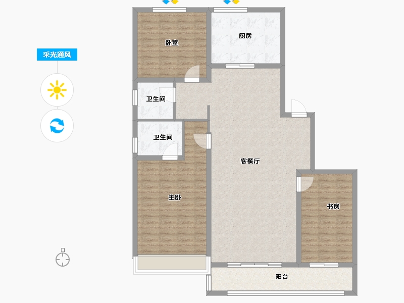 内蒙古自治区-呼和浩特市-内房投·东望-131.20-户型库-采光通风