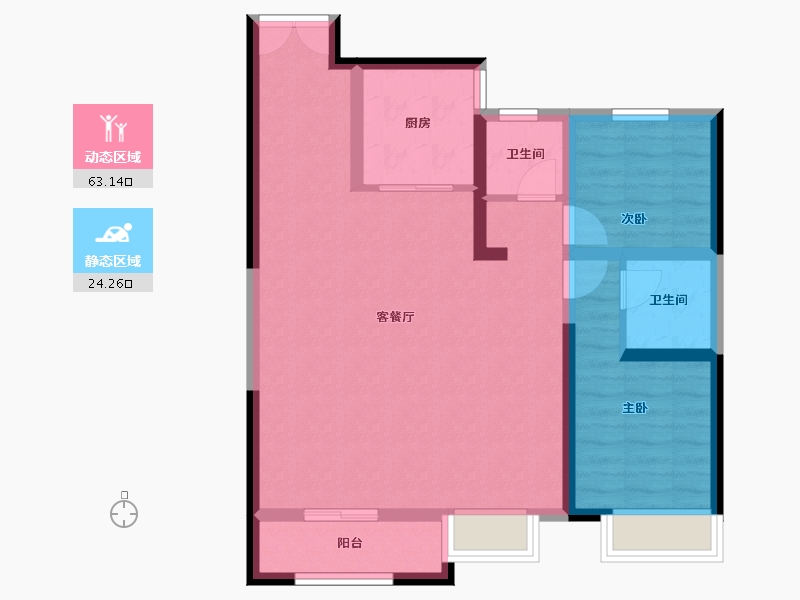 内蒙古自治区-呼和浩特市-内房投·东望-78.03-户型库-动静分区