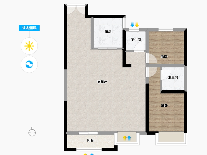 内蒙古自治区-呼和浩特市-内房投·东望-78.03-户型库-采光通风