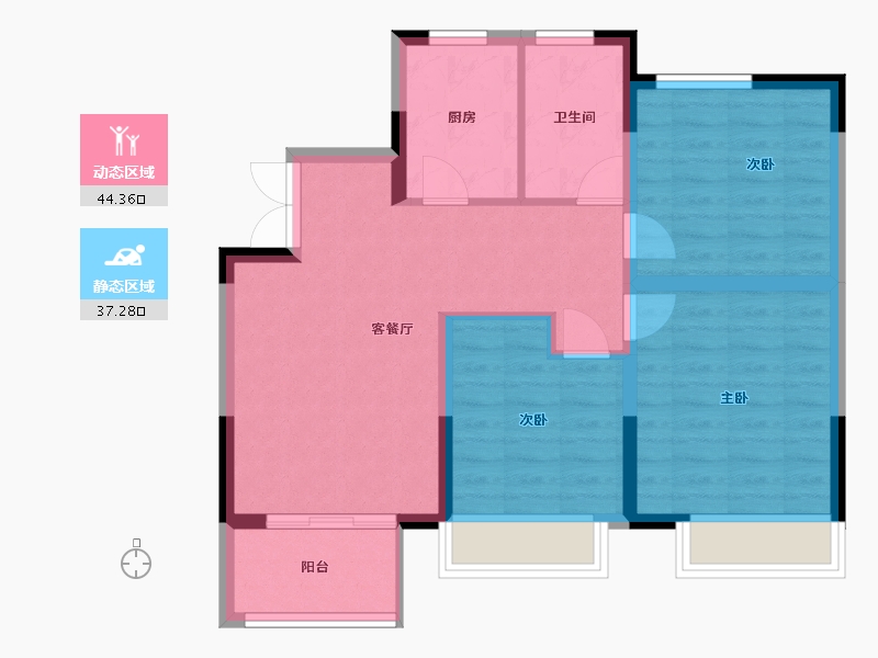 江苏省-扬州市-晶龙宸龙学府-73.02-户型库-动静分区