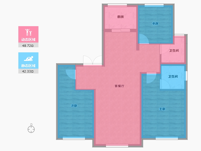 内蒙古自治区-呼和浩特市-伊泰·华府晴翠B区-81.42-户型库-动静分区