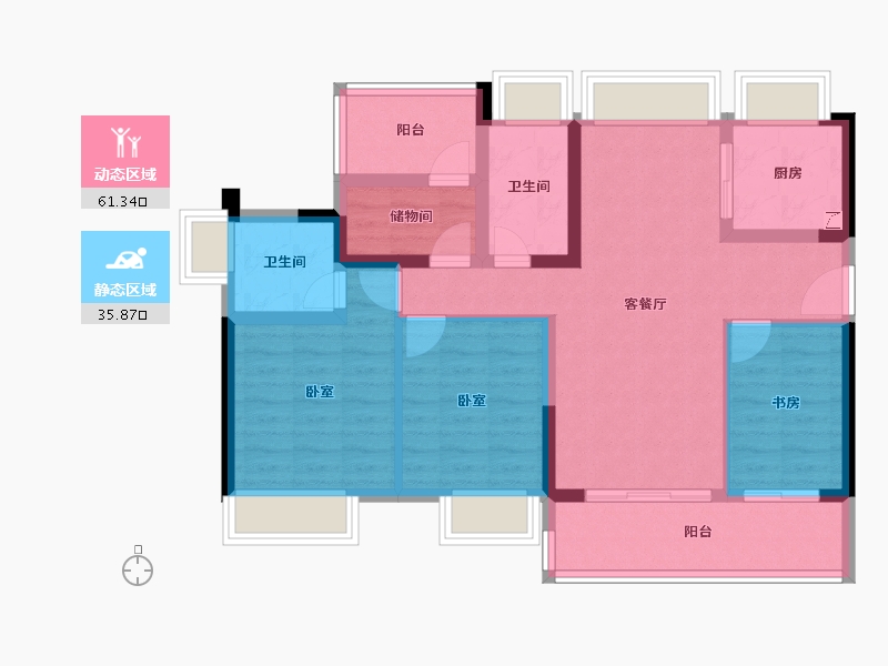 广东省-韶关市-保利中央公馆-85.80-户型库-动静分区