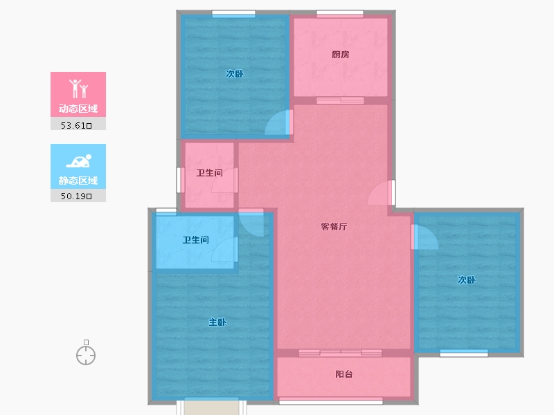 陕西省-榆林市-万居红山印-92.95-户型库-动静分区