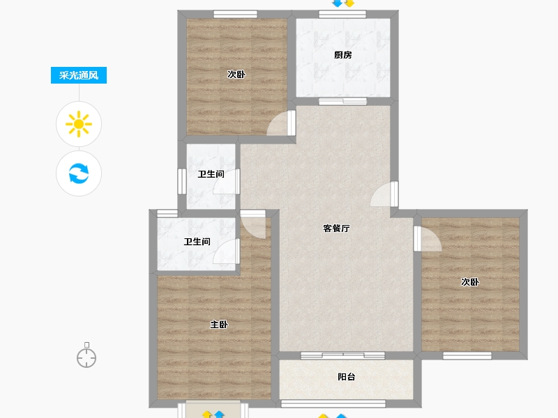 陕西省-榆林市-万居红山印-92.95-户型库-采光通风