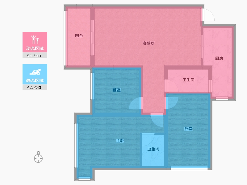 四川省-绵阳市-宏建·中心广场-83.74-户型库-动静分区