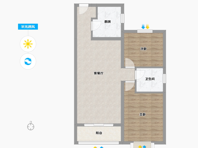 陕西省-榆林市-万居红山印-69.31-户型库-采光通风