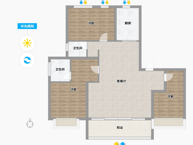 江苏省-徐州市-融创·壹号汇-112.01-户型库-采光通风