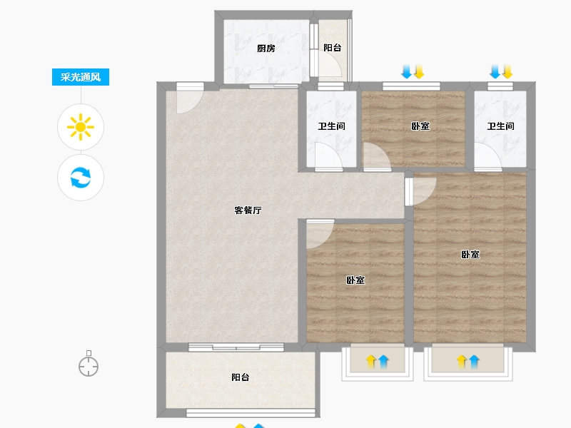 江西省-吉安市-紫金凤凰城二期-84.96-户型库-采光通风