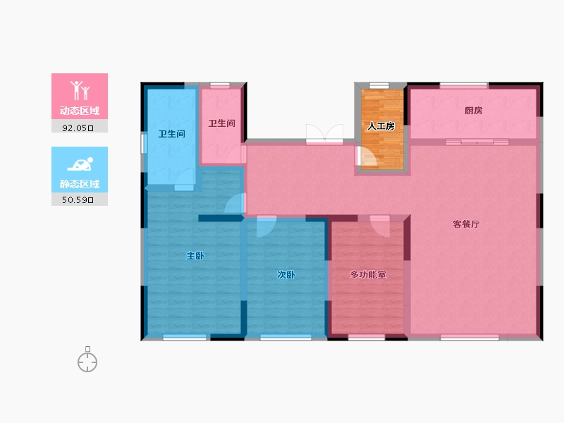 海南省-海口市-​佳元江畔锦御-134.42-户型库-动静分区