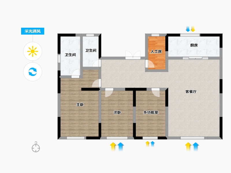 海南省-海口市-​佳元江畔锦御-134.42-户型库-采光通风