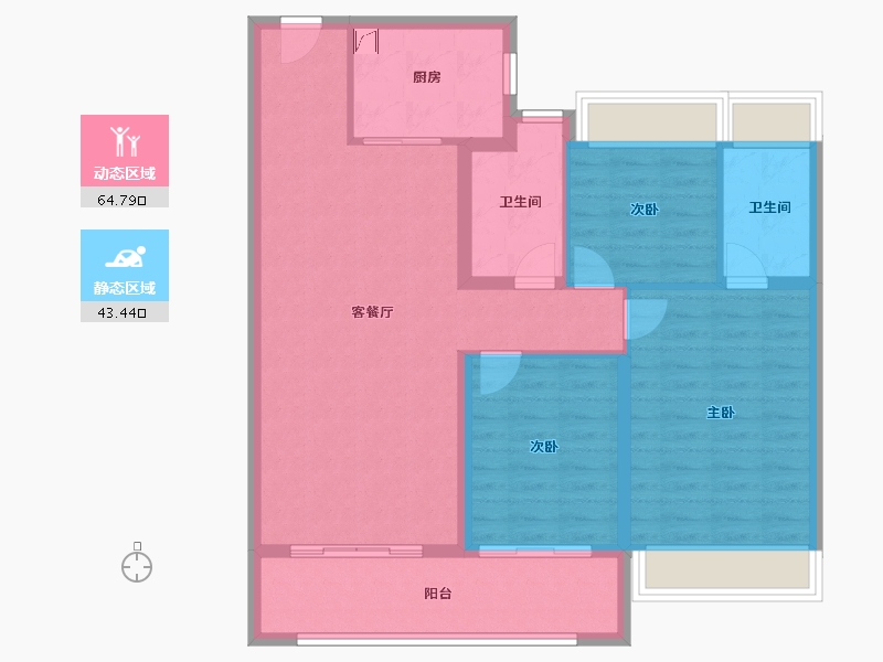 江苏省-扬州市-雅居乐江城雅郡-97.61-户型库-动静分区