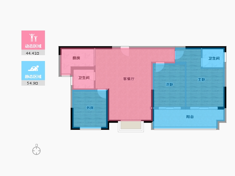 陕西省-榆林市-万民新天地-89.13-户型库-动静分区