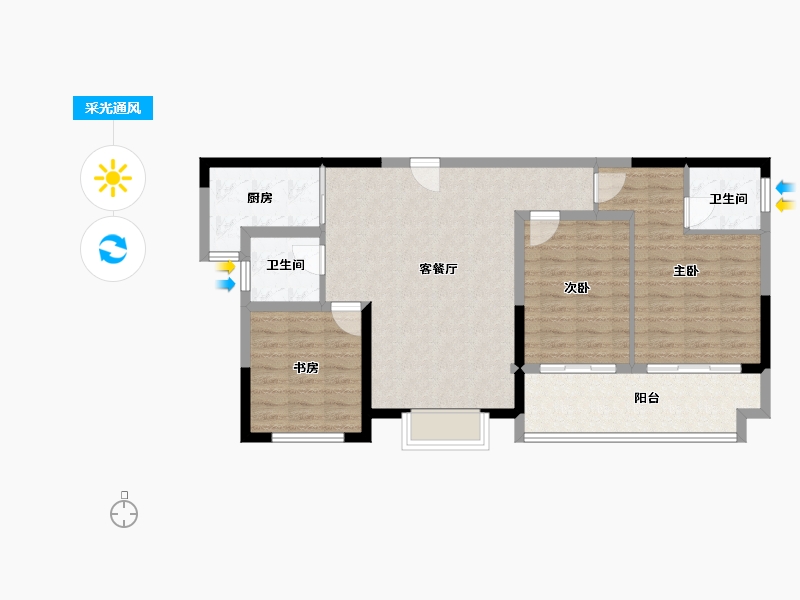 陕西省-榆林市-万民新天地-89.13-户型库-采光通风