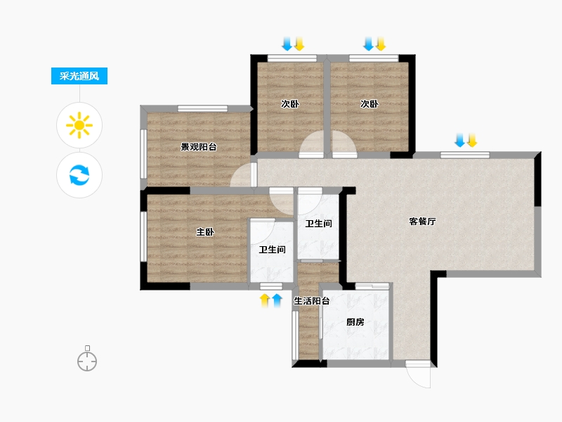 四川省-巴中市-云城书香美邸-95.11-户型库-采光通风