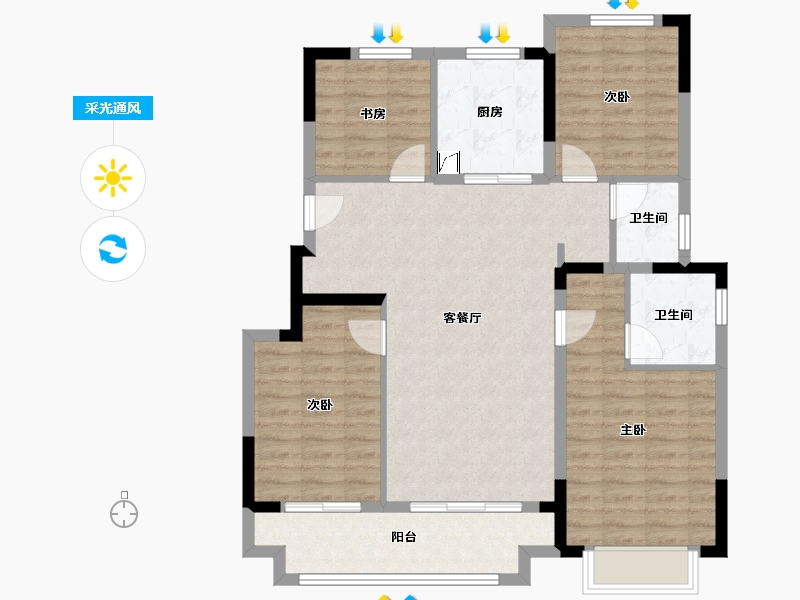 浙江省-台州市-华鸿美的美宸园-108.00-户型库-采光通风