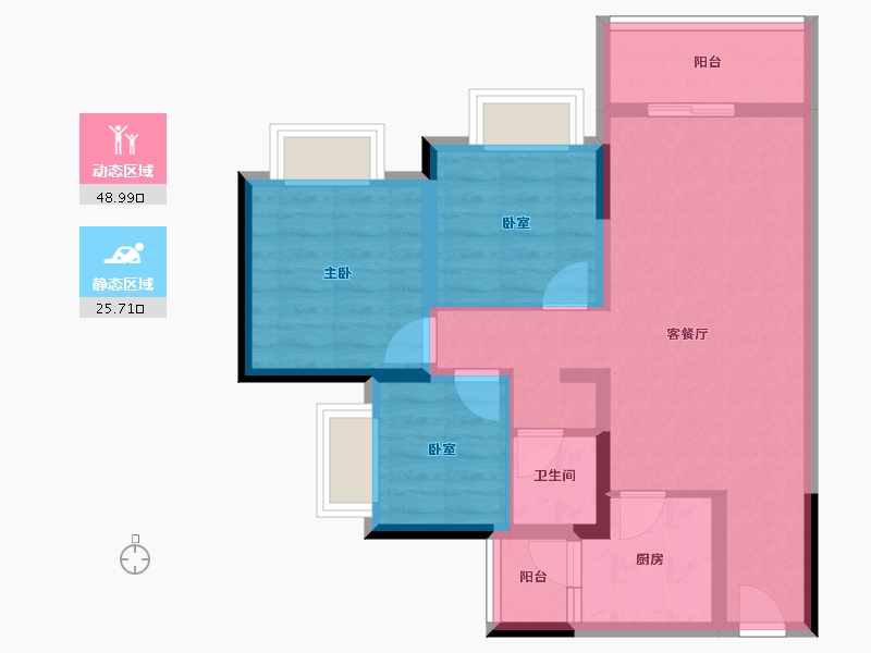 四川省-绵阳市-海珂花郡·南梁府-65.37-户型库-动静分区