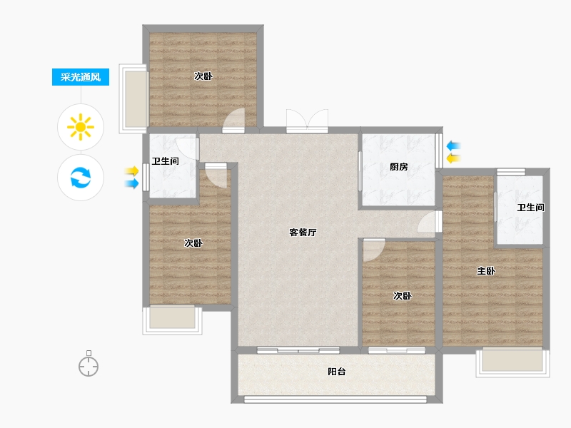 江西省-吉安市-滨江翡翠学府-115.25-户型库-采光通风