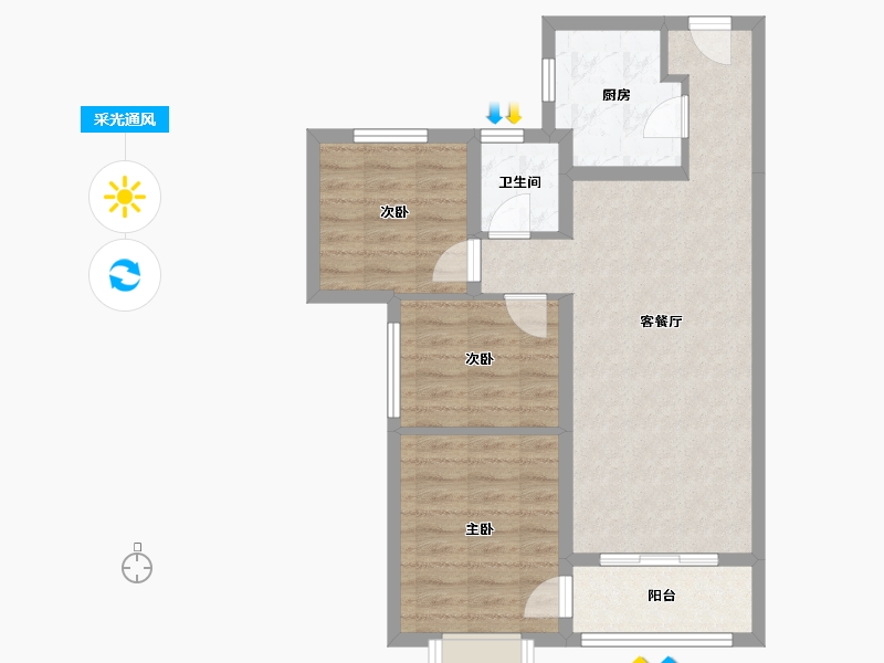 陕西省-榆林市-万居红山印-68.06-户型库-采光通风