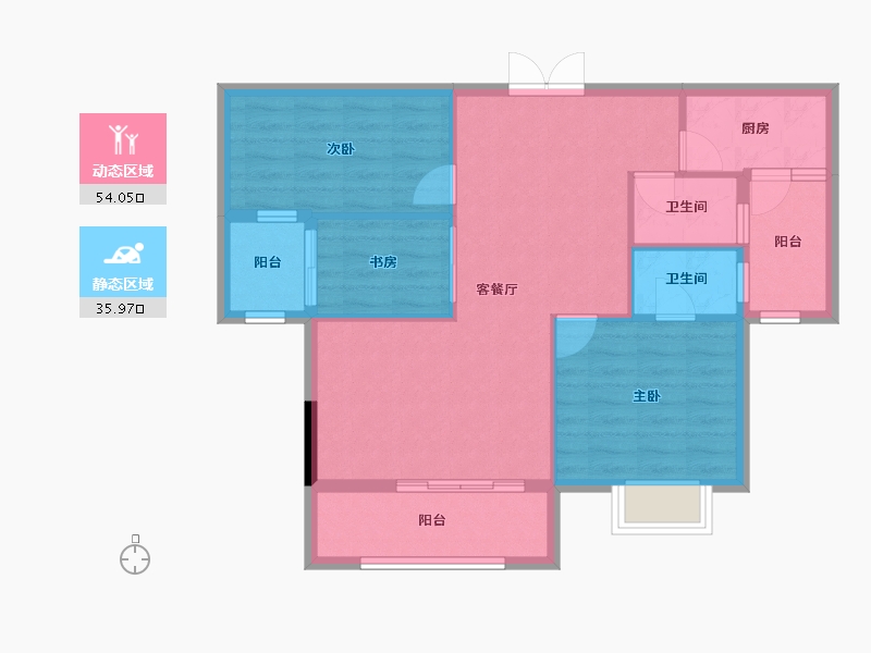 湖北省-黄石市-东方装饰城五期-81.19-户型库-动静分区