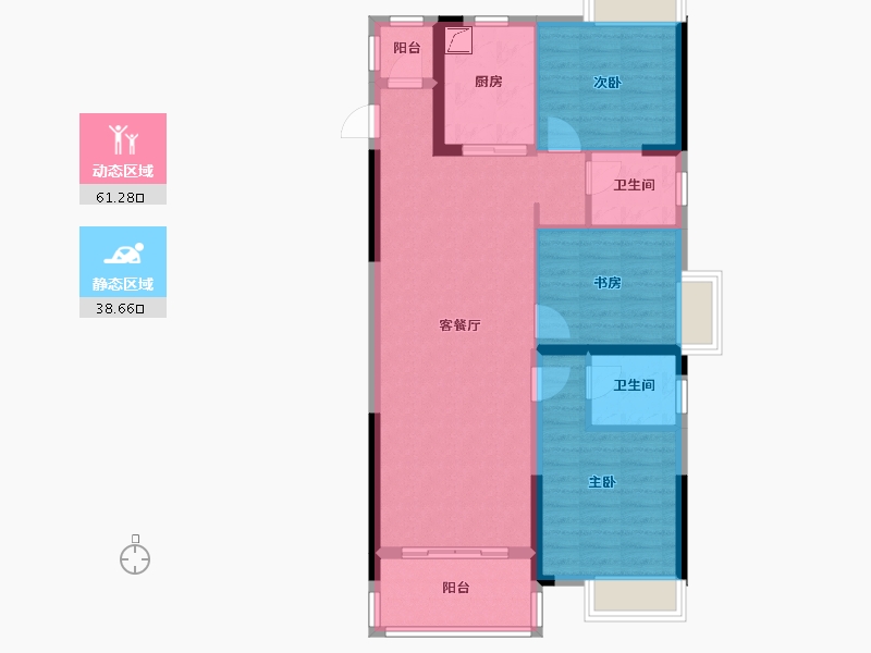 湖北省-仙桃市-蓝天白云-89.00-户型库-动静分区