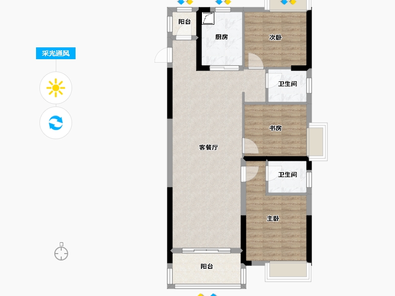 湖北省-仙桃市-蓝天白云-89.00-户型库-采光通风