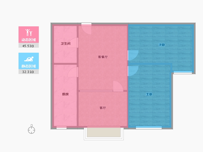 北京-北京市-四方景园-三区-70.70-户型库-动静分区