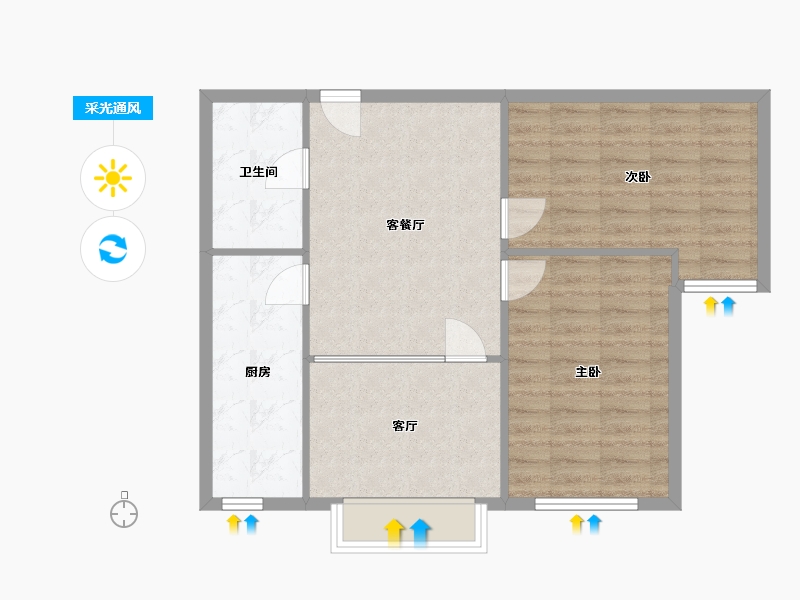 北京-北京市-四方景园-三区-70.70-户型库-采光通风