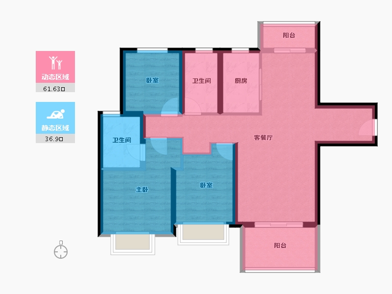 海南省-海口市-​海口宝龙城-87.29-户型库-动静分区