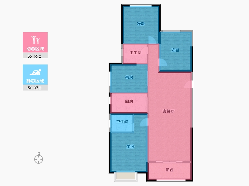 陕西省-榆林市-万民新天地-114.73-户型库-动静分区