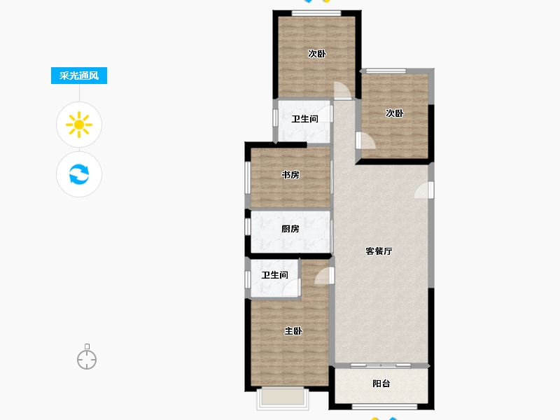 陕西省-榆林市-万民新天地-114.73-户型库-采光通风