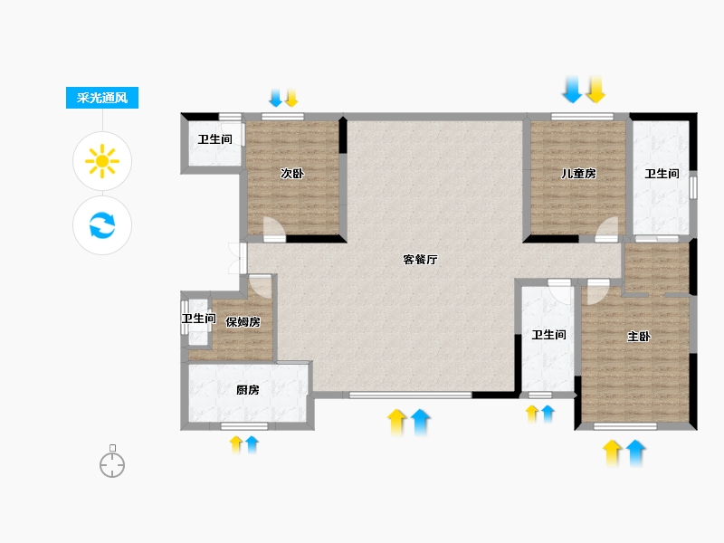 海南省-海口市-​佳元江畔锦御-156.98-户型库-采光通风