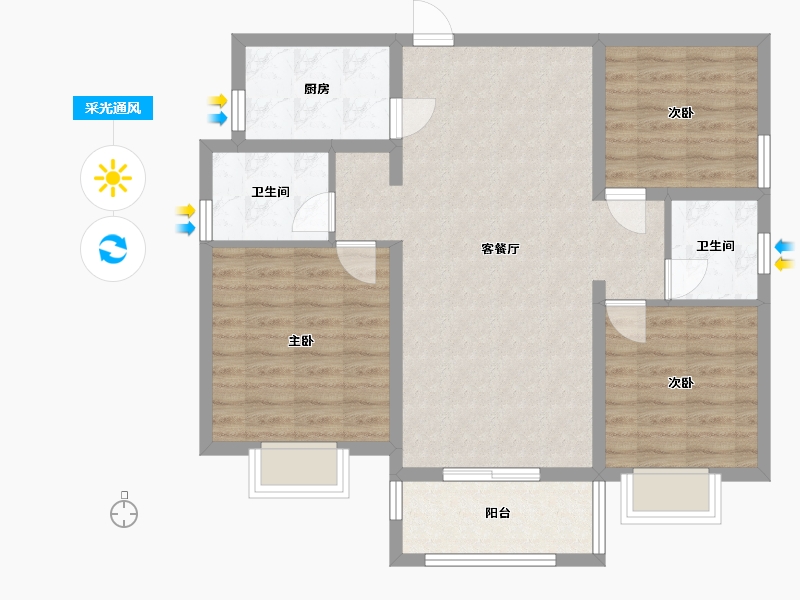 湖南省-益阳市-南县·清华园-80.00-户型库-采光通风