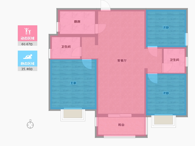 湖南省-益阳市-南县·清华园-80.00-户型库-动静分区