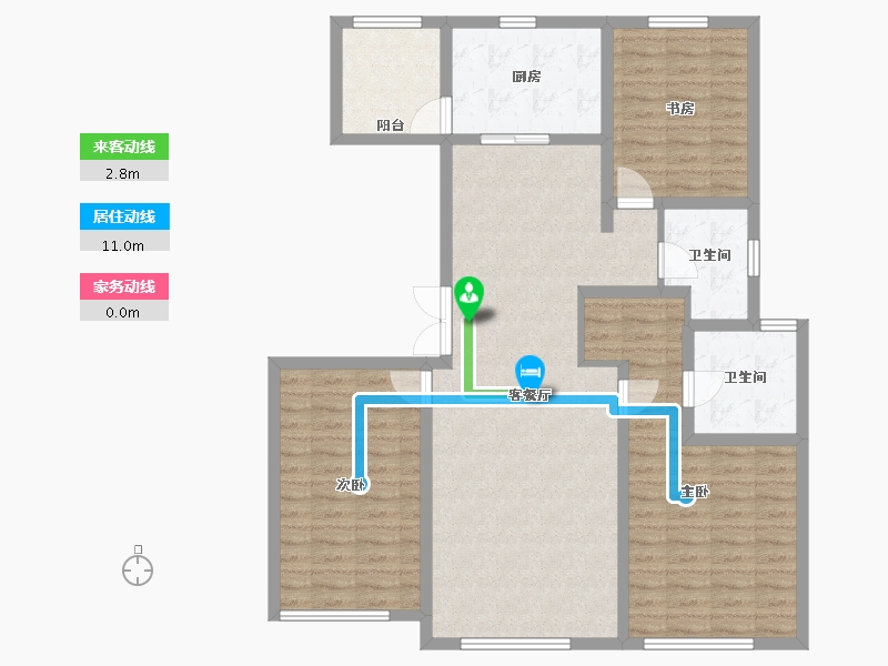 内蒙古自治区-呼和浩特市-伊泰·华府晴翠B区-111.93-户型库-动静线