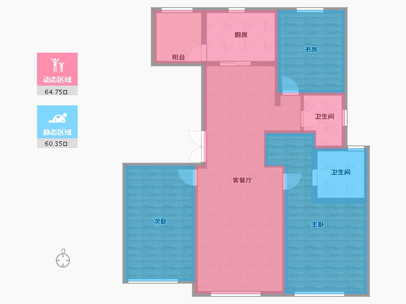 内蒙古自治区-呼和浩特市-伊泰·华府晴翠B区-111.93-户型库-动静分区