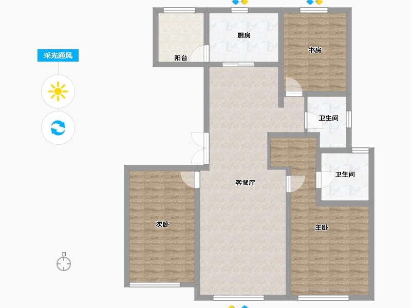 内蒙古自治区-呼和浩特市-伊泰·华府晴翠B区-111.93-户型库-采光通风