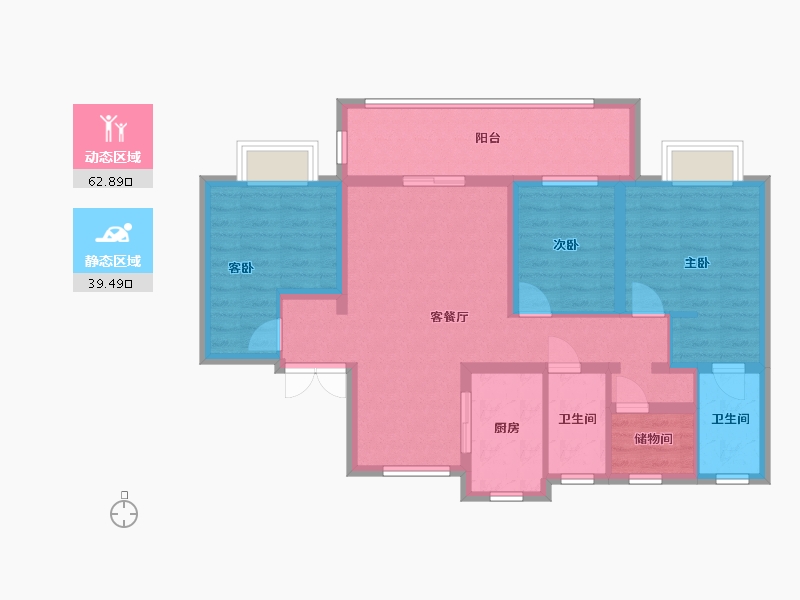 浙江省-宁波市-润海名庭-92.83-户型库-动静分区