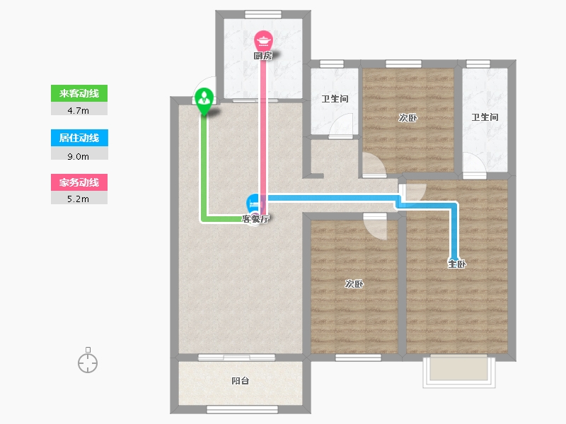 内蒙古自治区-呼和浩特市-城中九著-96.00-户型库-动静线