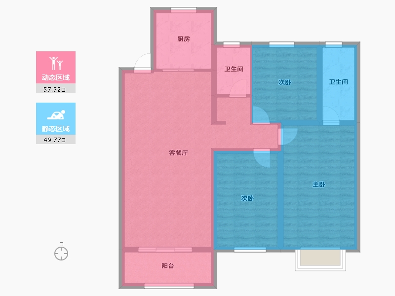 内蒙古自治区-呼和浩特市-城中九著-96.00-户型库-动静分区