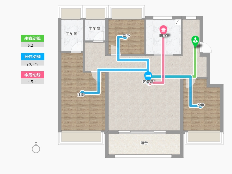 江苏省-扬州市-雅居乐江城雅郡-100.80-户型库-动静线